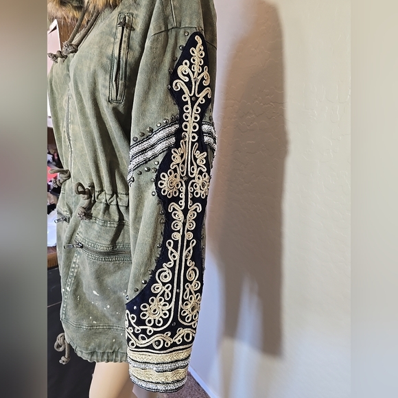 Free People Golden Quills Womens Military Parka Size XS See Measurements - Picture 6 of 15